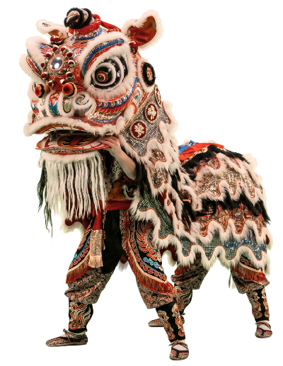 Un león de la danza china